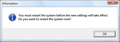 do you want to restart the system now?