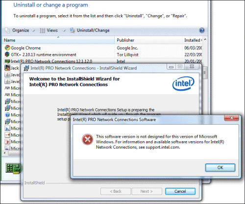 should i remove intel r network connections drivers