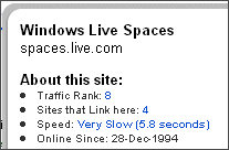 spaces.live.com shown as very slow