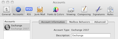 Configuring Snow Leopard Mail to use Exchange