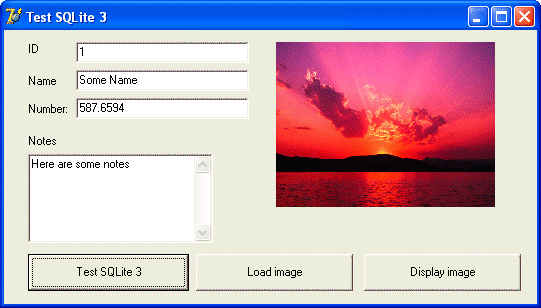 picture of Delphi sqlite application