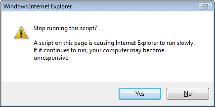 Stop running this script dialog in IE7