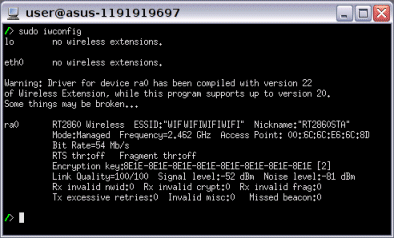 Active wi-fi connection with WPA; a few numbers changed to reassure the paranoid