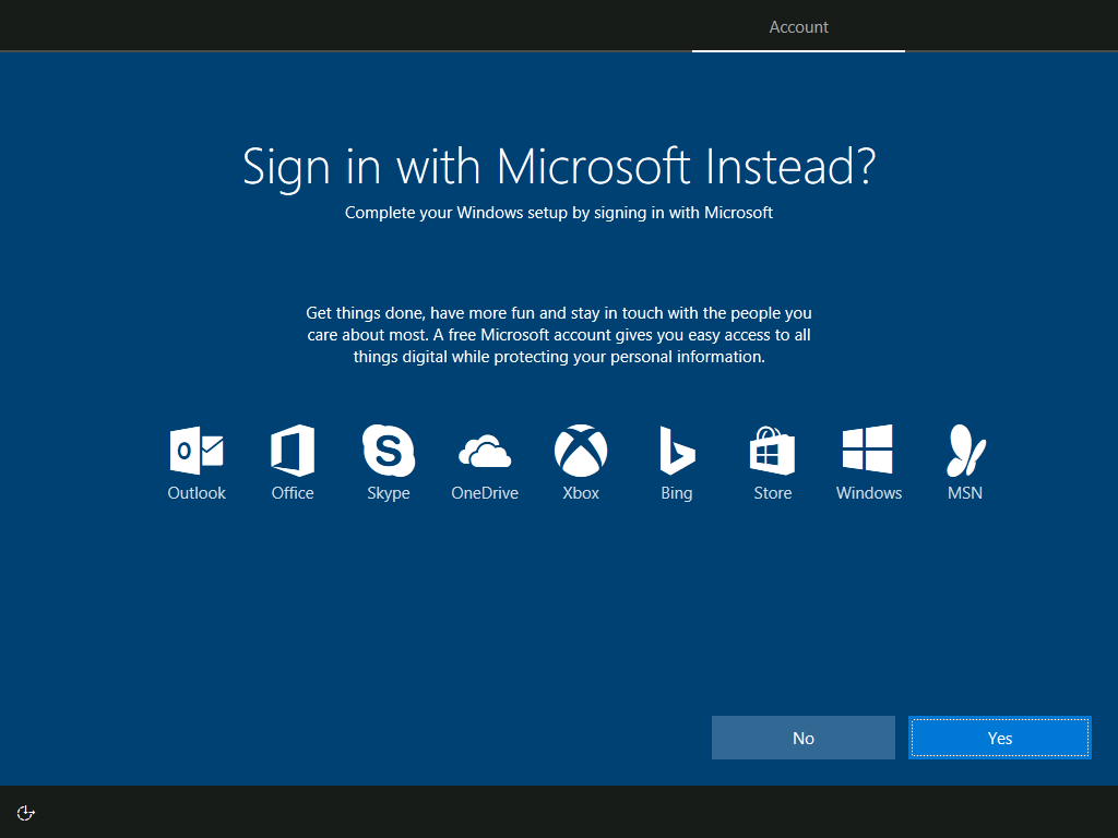 windows 10 change default microsoft account