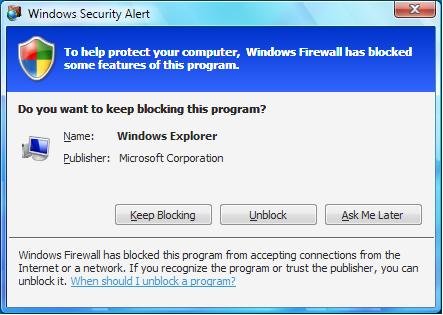 bad dialog asking whether to unblock Explorer